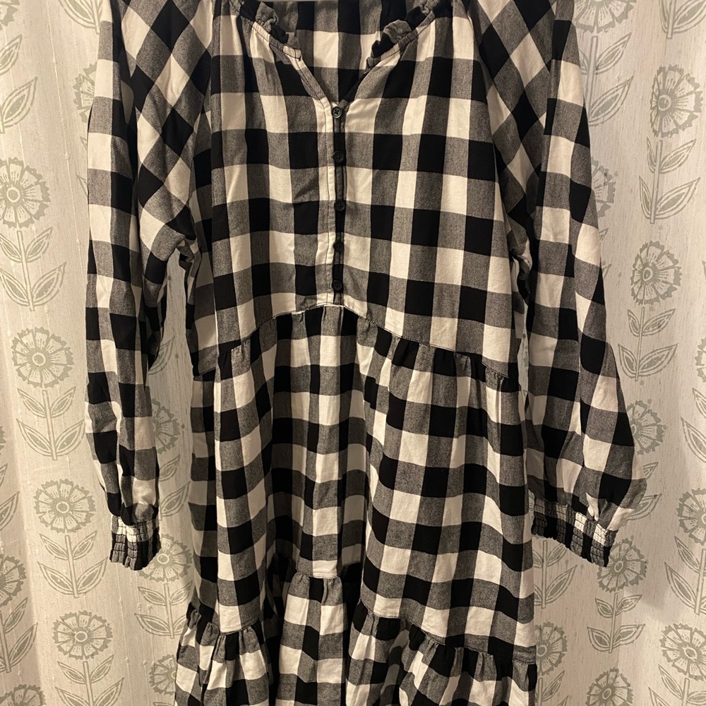 Black and White Checkered Boho Dress